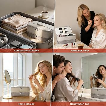 Gosect Hair Tool Travel Carrying Case Compatible with Shark Flexstyle Flexfusion Airwrap, Double Layer Portable Storage Organizer Compatible with Dy-son Airwrap/Shark Hair Dryer Styler