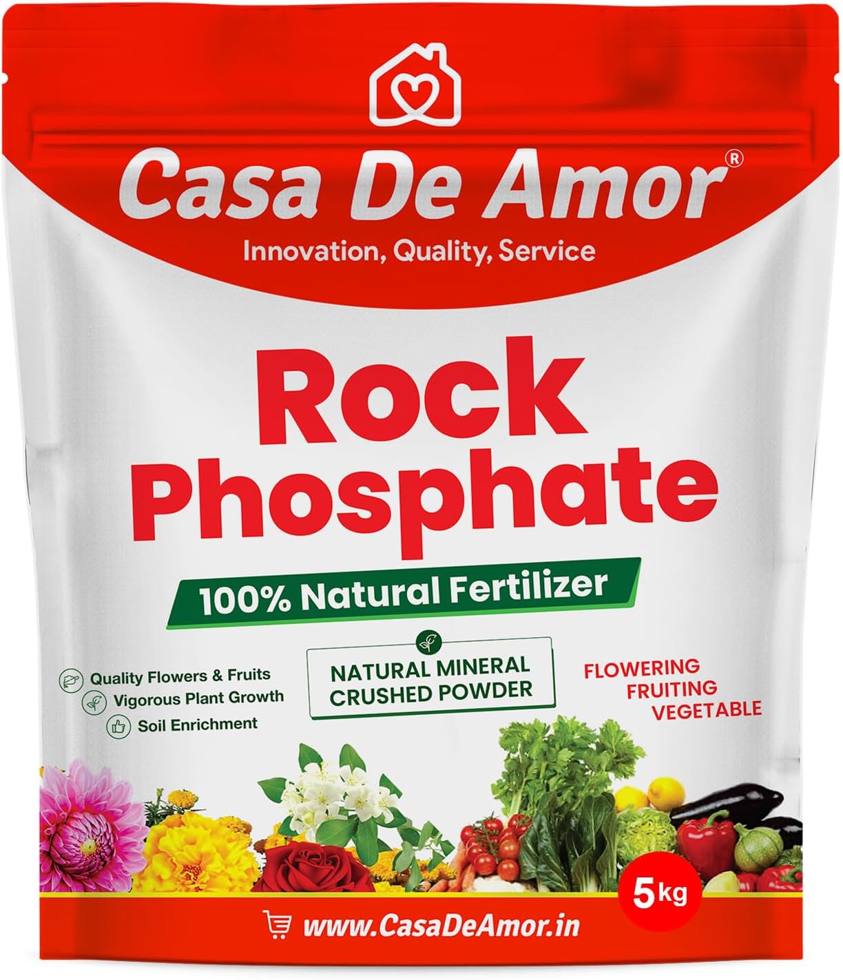 Casa De Amor Natural Rock Phosphate Fertilizer All Purpose Crushed Powder for Fruiting and Flowering Plants (900 gm) Pack of 2
