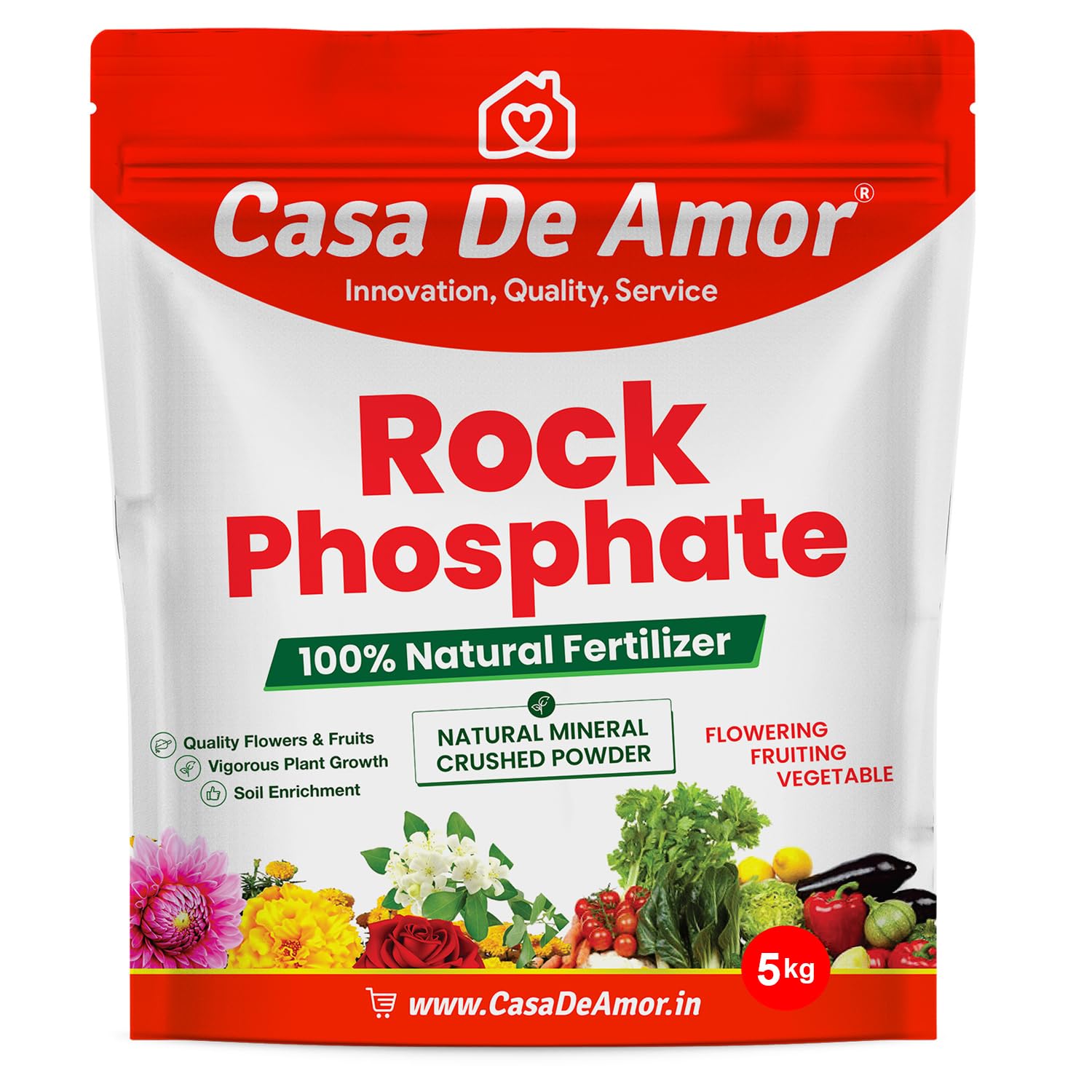 Casa De Amor Natural Rock Phosphate Fertilizer All Purpose Crushed Powder for Fruiting and Flowering Plants (5 kg)