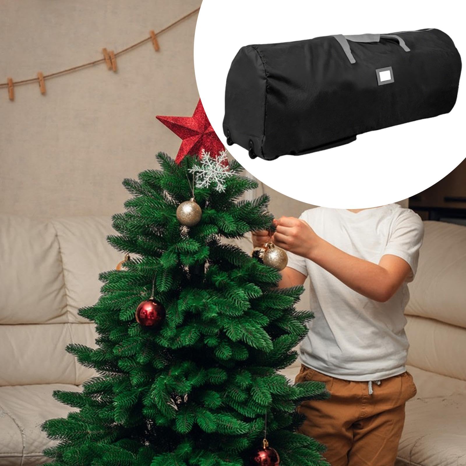 Yajuyi Aufbewahrungstasche für Künstliche Weihnachtsbäume mit Rollen, Leicht Und Einfach zu Transportieren, Multifunktionales Oxford Gewebe, Schwarz 122x38x51cm
