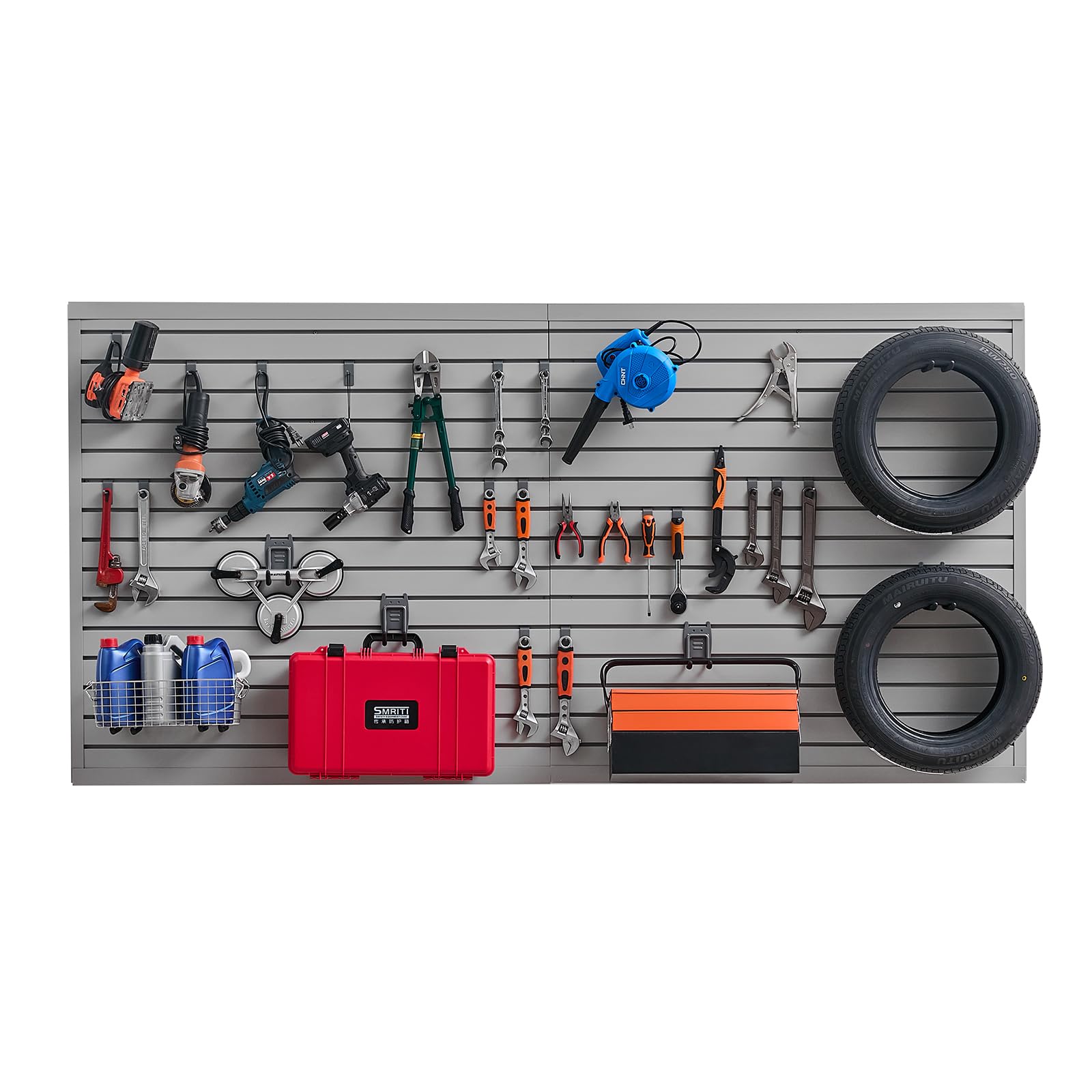 VEVOR Pannelli per Pareti a Doghe per Garage con Design Modulare, Pannello per Pareti a Doghe Regolabile, con Struttura di Accoppiamento e Taglio Fai da Te, Grigio 1225 x 2450 x 20 mm