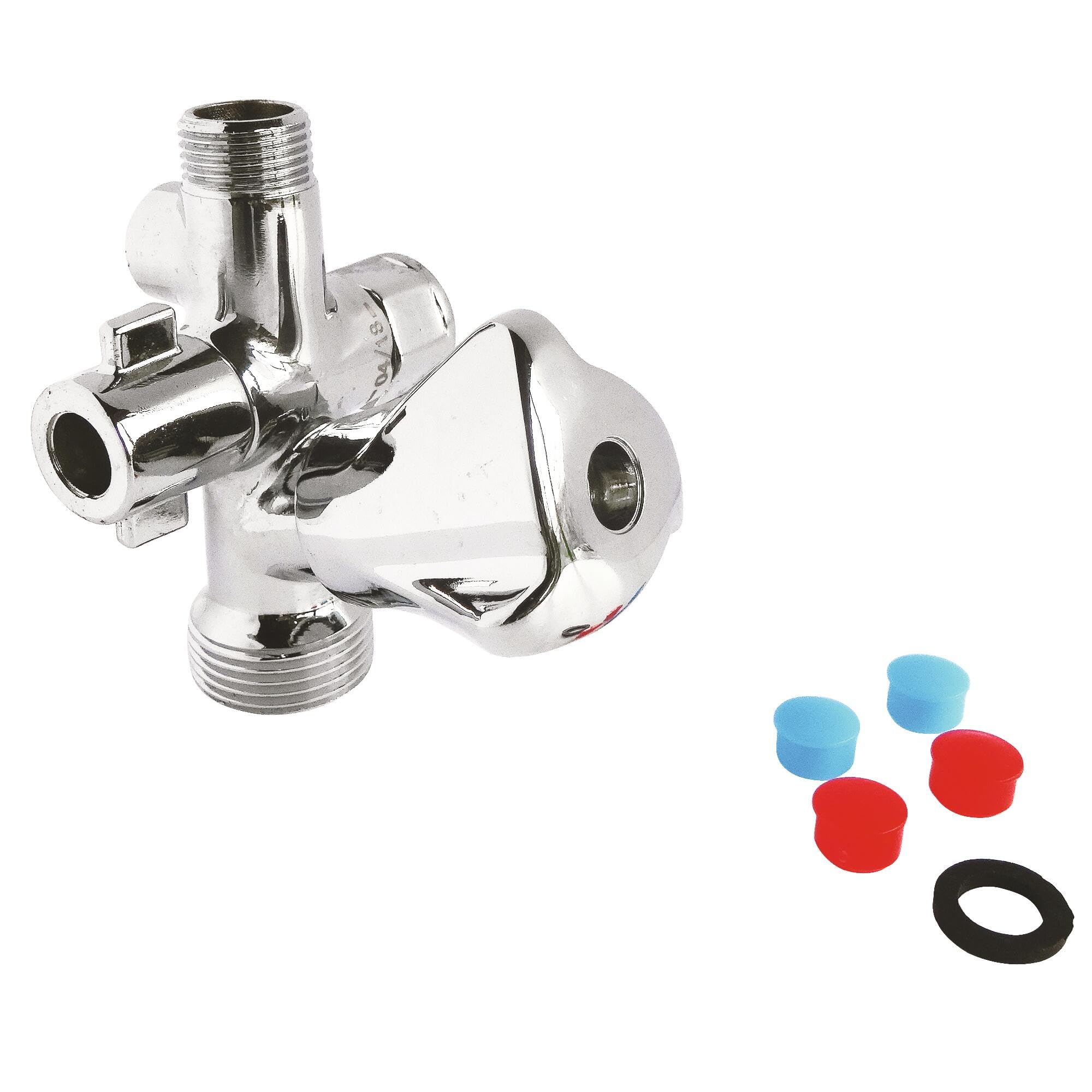SOMATHERM FOR YOU, Robinet d'arrêt multifonction compact F3/8" avec sorties M3/8", F1/4" et M3/4" - Corps en laiton chromé, vanne 1/4 de tour, idéal pour espaces réduits Norme ACS