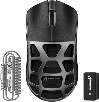 ATTACK SHARK R3 Magnesium Alloy Wireless Gaming Mouse, Grip Tape, Silver | PAW3395, 8K Polling, 0.125 ms Latency, 26,000 DPI, 46g Lightweight, 650 IPS, 50G, 80M Clicks, 6 Programmable Buttons