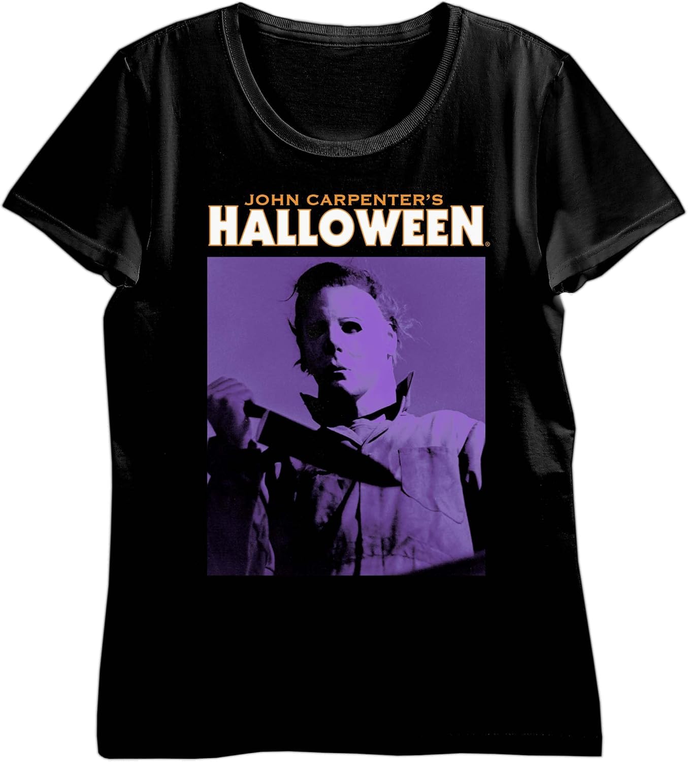 John Carpenter’s Halloween Purple Michael Myers V-Neck Short Sleeve Women’s Black T-Shirt