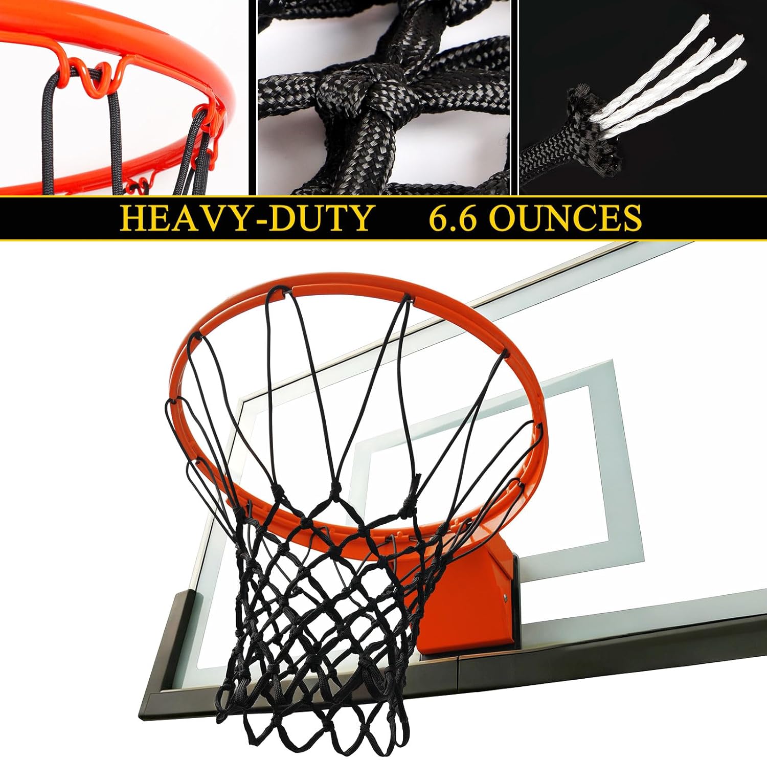 Premium Quality Professional Heavy Duty Basketball Net Replacement - All Weather Anti Whip,Fits Standard Indoor or Outdoor 12 Loops Rims12 Loops