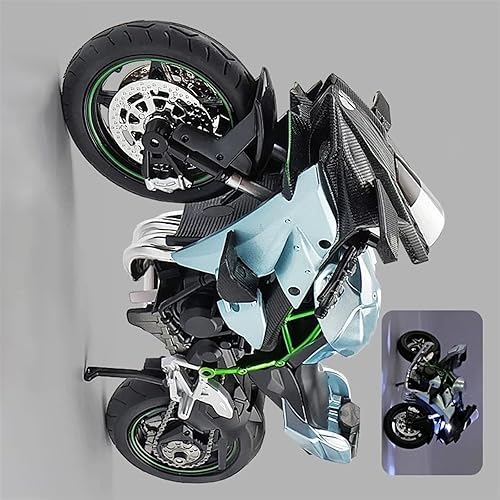 Modelo DieCast para Kawasaki H2R, modelo de motocicleta de aleación, luz y efecto de sonido, auto fundido a presión, regalo de cumpleaños para
