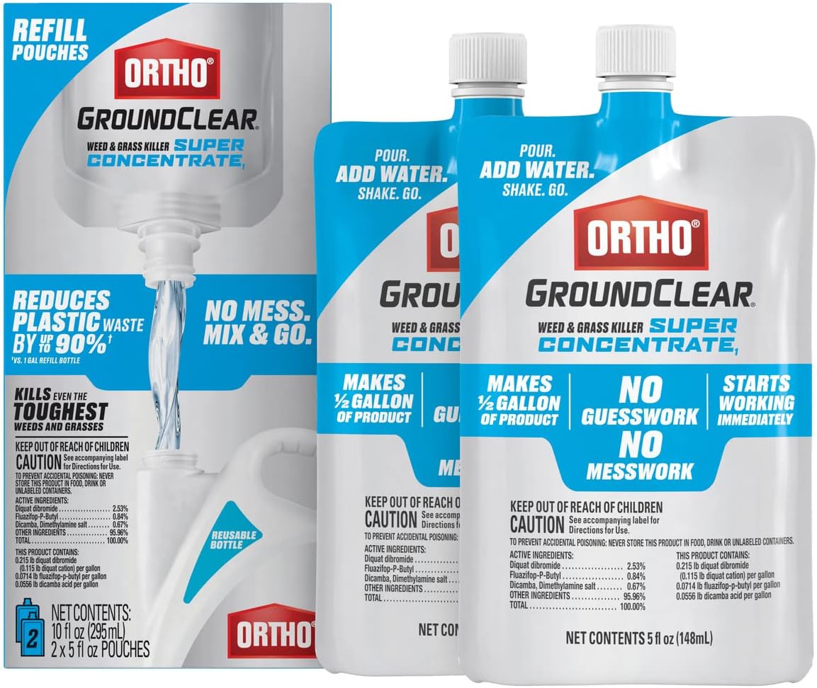 Ortho GroundClear Weed & Grass Killer Super Concentrate1, Refill Pouches