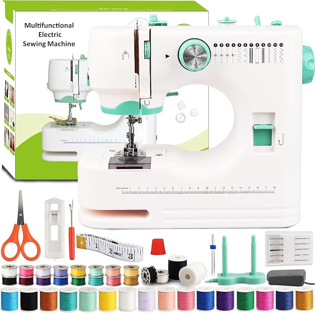 Mini Sewing Machine for Beginner by Galadim (Sewing Supplies set included) - Small Sewing Machines with Two Needle Types, Two Speeds, LED Sewing Light, Foot Pedal GD-073-CA-A20