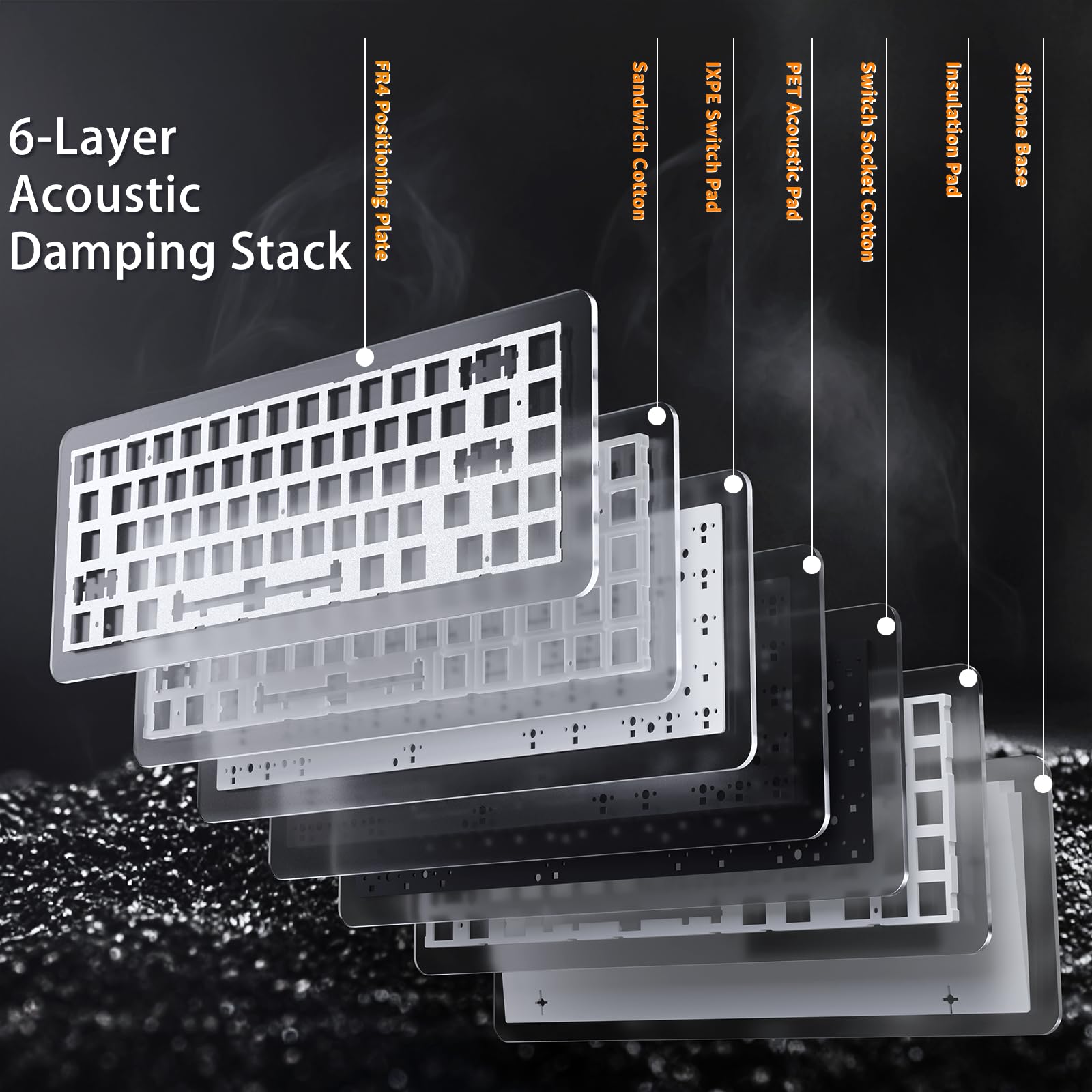 MAMBASNAKE ATTACK SHARK R68 HE Carbon Fiber Rapid Trigger Keyboard, Wired 8KHz Magnetic Keyboard, 0.005mm RT Accuracy, Forged Carbon Fiber Keycaps, 6-Layer Acoustic Damping Stack, Dual Driver, Black