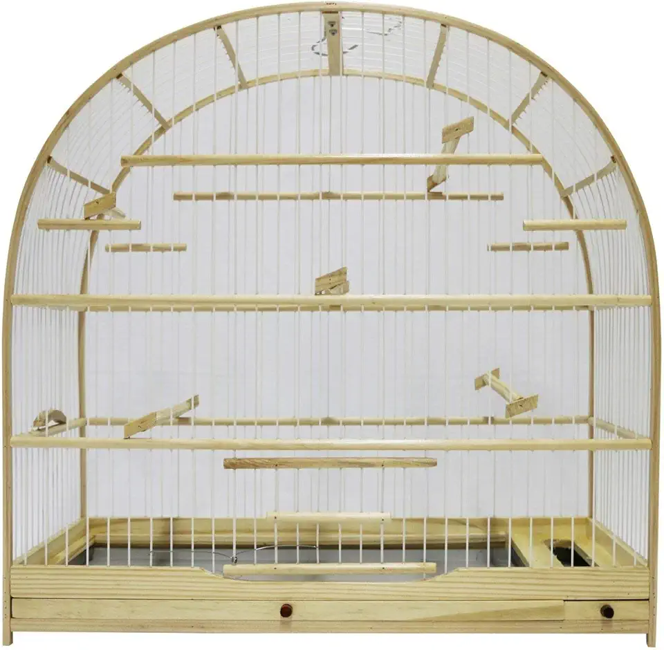 Gaiola Passarinho Em Madeira - Pássaro Curió Natural