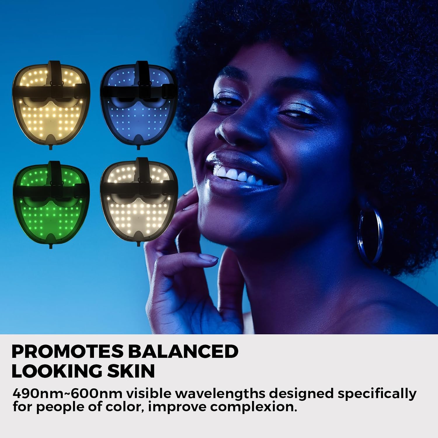 QuasarMD 3D LED Face Mask with Gold-Wire LEDs, Red & Infrared Light for Wrinkles, Blue Light Mode for Blemish Care, Advanced Light Therapy for Skin Rejuvenation & Radiant Look - Image 4