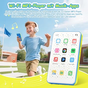 128GB MP3 Player with Bluetooth and WiFi 4.0 Inch Touchscreen MP3 MP4 Player Portable Android MP3 Player with Spotify Audible Amazon Music Deezer HiFi Music Player with Speaker FM Radio