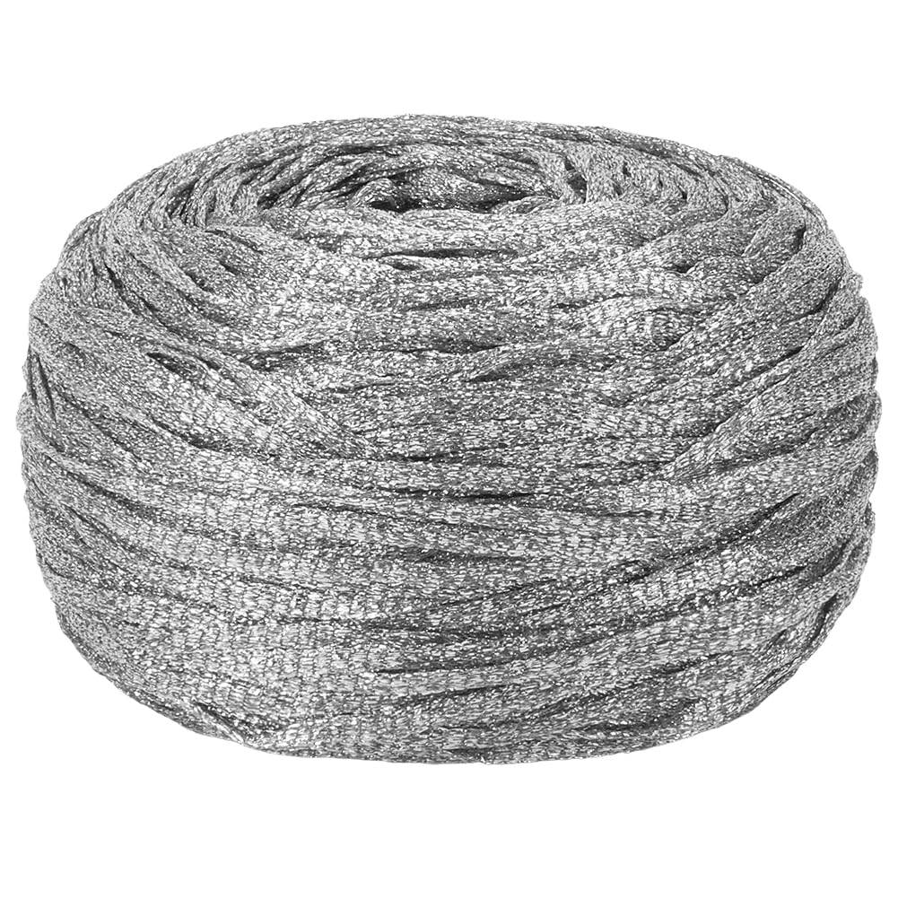 WEBEEDY 226.3 Yards Silver Sparkle Yarn for Crocheting Knitting, 100g 4mm Soft Metallic Glitter Yarn Crochet Thread for Knitting Crocheting Craft Decoration Jewelry Making and DIY Projects