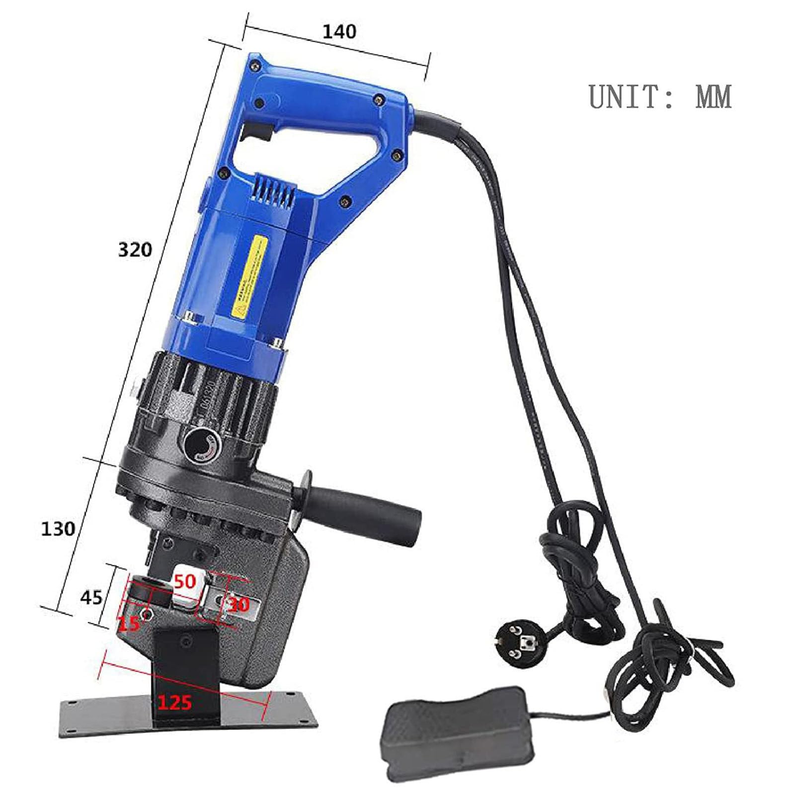 110V/220V Elektryczny Dziurkacz Hydrauliczny, Dziurkacz Do Blachy Stalowej,10T, Do Blachy Stalowej O Grubości Od 6,5 mm Do 20 mm,Kątownik Stalowy,żelazo,Miedź,Aluminium,Anglesteel-220V