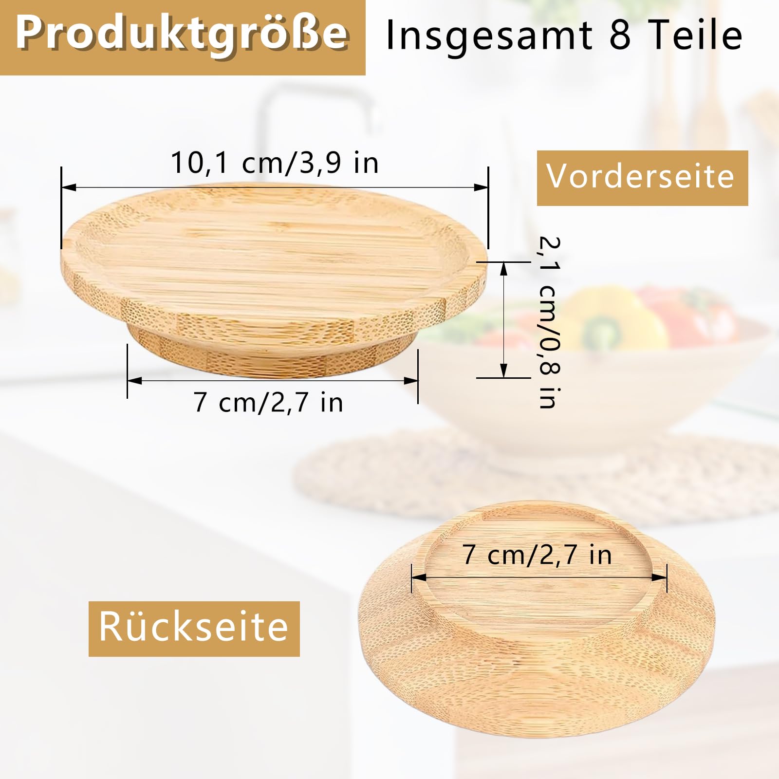 Tapas de Madera, 8 Piezas Tapas para Copas de Vino, Cubrecopas de Madera para Vino, Redondo, Adornos de Madera para Copas de Vino, para Postres, Bebidas, Cenas Familiares y Fiestas