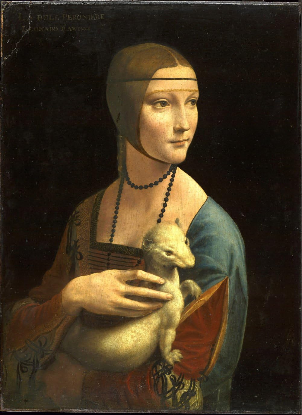 Get Custom Art Leonardo Da Vinci - Lady with an Ermine, Poster Art Print Wall Decor - Size 24x32 Inches
