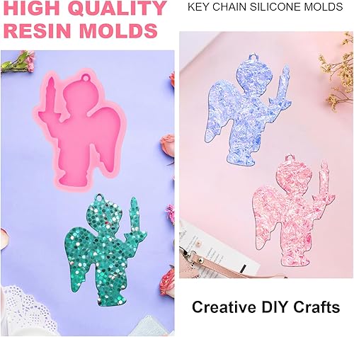 Miniatura 3 de Angel Wings Molde de silicona brillante de Angel Boy para llaveros de bricolaje, adorno colgante, molde de resina epoxi, fabricación de joyas de