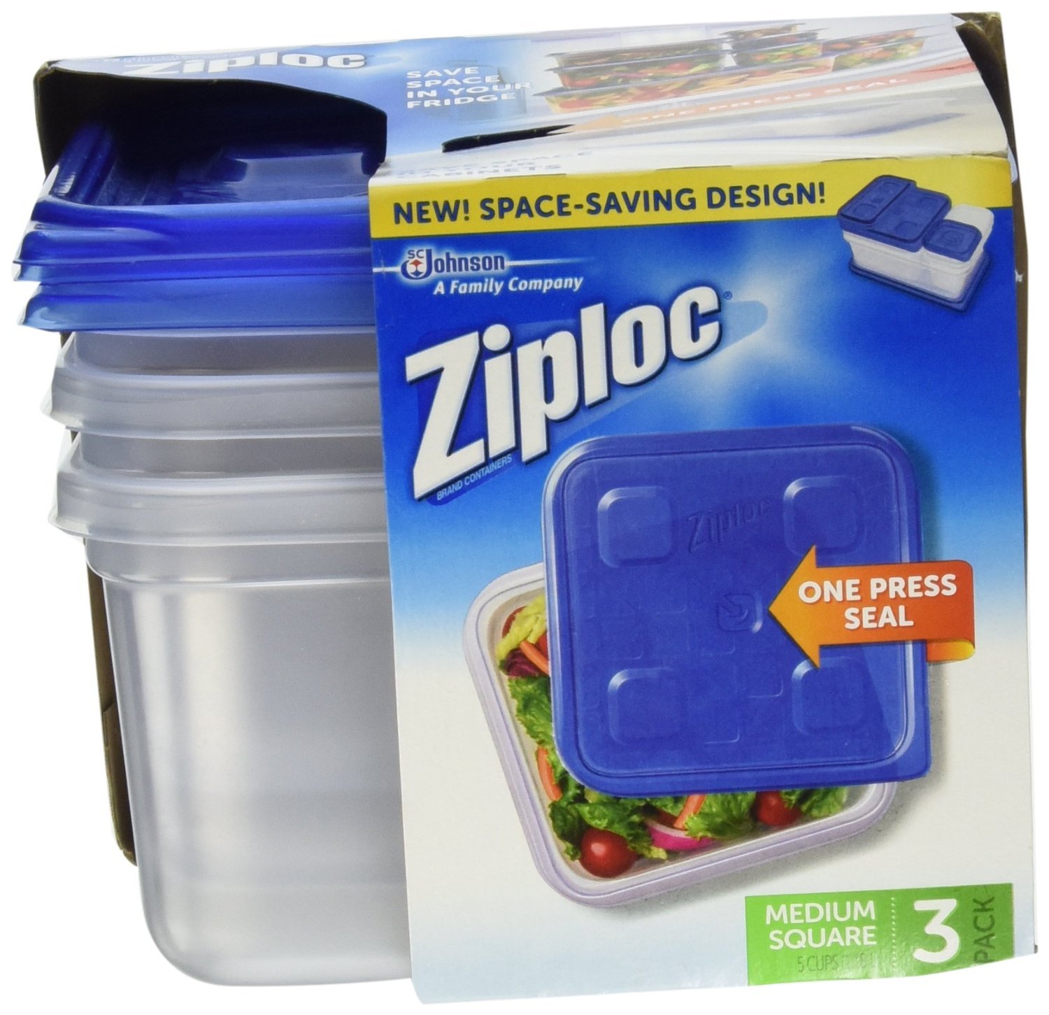 Ziploc Container Med Square 3ct Food Containers