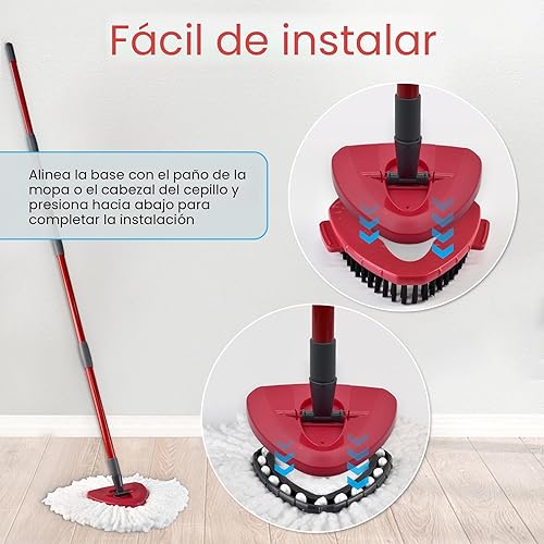 Miniatura 5 de Repuesto de fregona para Ocedar, mopa para O Cedar, mopa de repuesto para mopa O Cedar Spin Mop Contiene 4 secciones de mango de fregona, 2