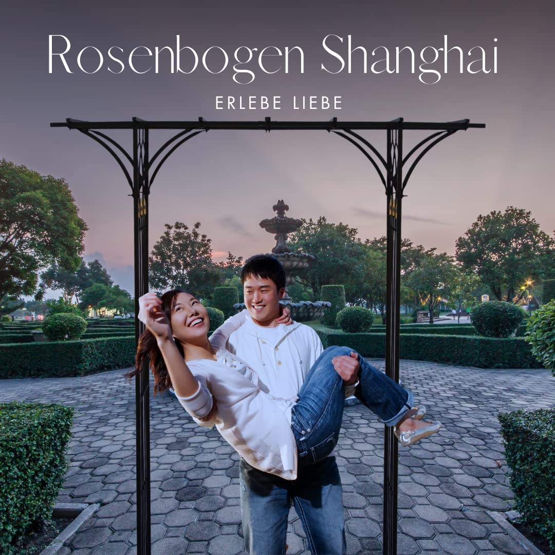 Rosenbogen - Shanghai - für Garten. Rosenspalier pulverbeschichtetes Metall. Rank Hilfe für Kletterpflanzen Torbogen Rosenrankenhilfe Gartenbogen wetterfest & freistehend 233x110x56cm schwarz.