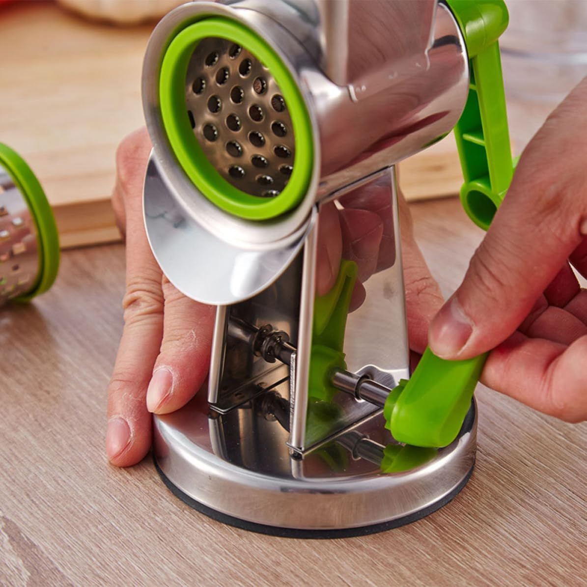 Rotary Cheese Grater Stainless Steel Manual Slicer with 3 Drums