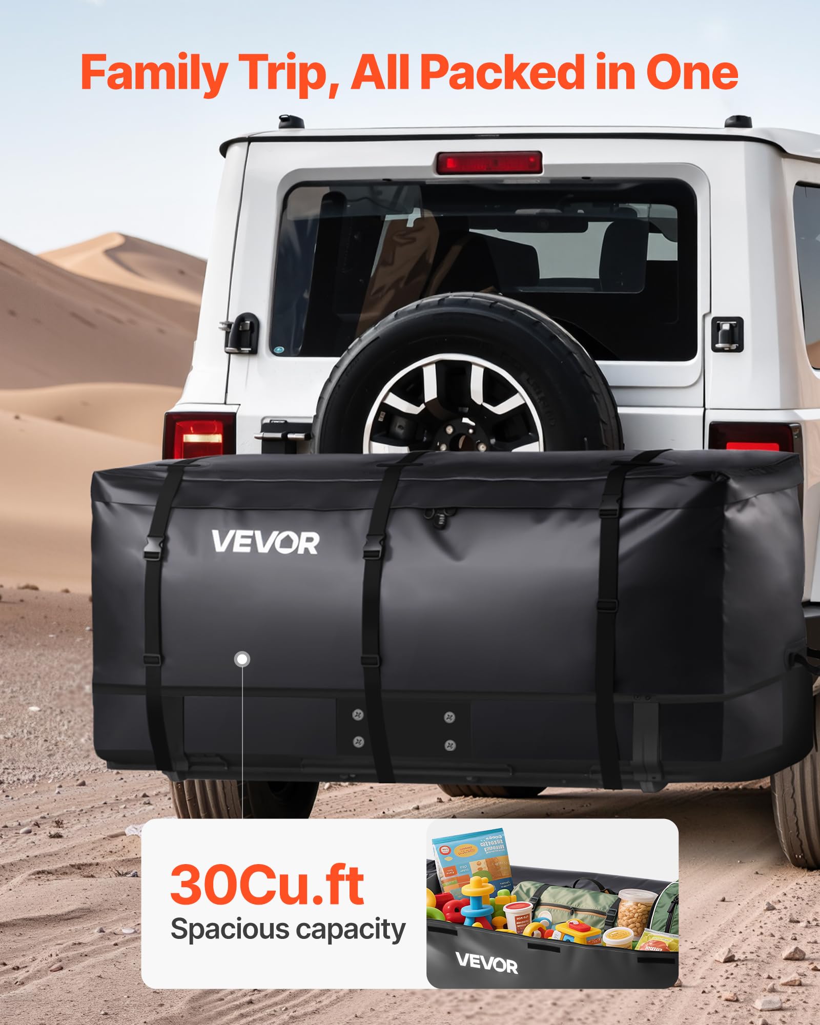 VEVOR Sac de Transport pour attelage, PVC 840D imperméable, 0,85 m³, Sac de Rangement d'attelage Robuste pour Benne du Camion avec Sangles renforcées, pour la Plupart des SUV, camions, fourgonnettes