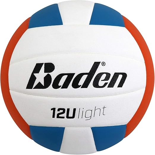 Baden | 12U Light | Soft Microfiber | Youth Official 12U Tournament Indoor Game Volleyball | 12U | Official Size + Weight | Orange/Blue/White | USYVL Approved