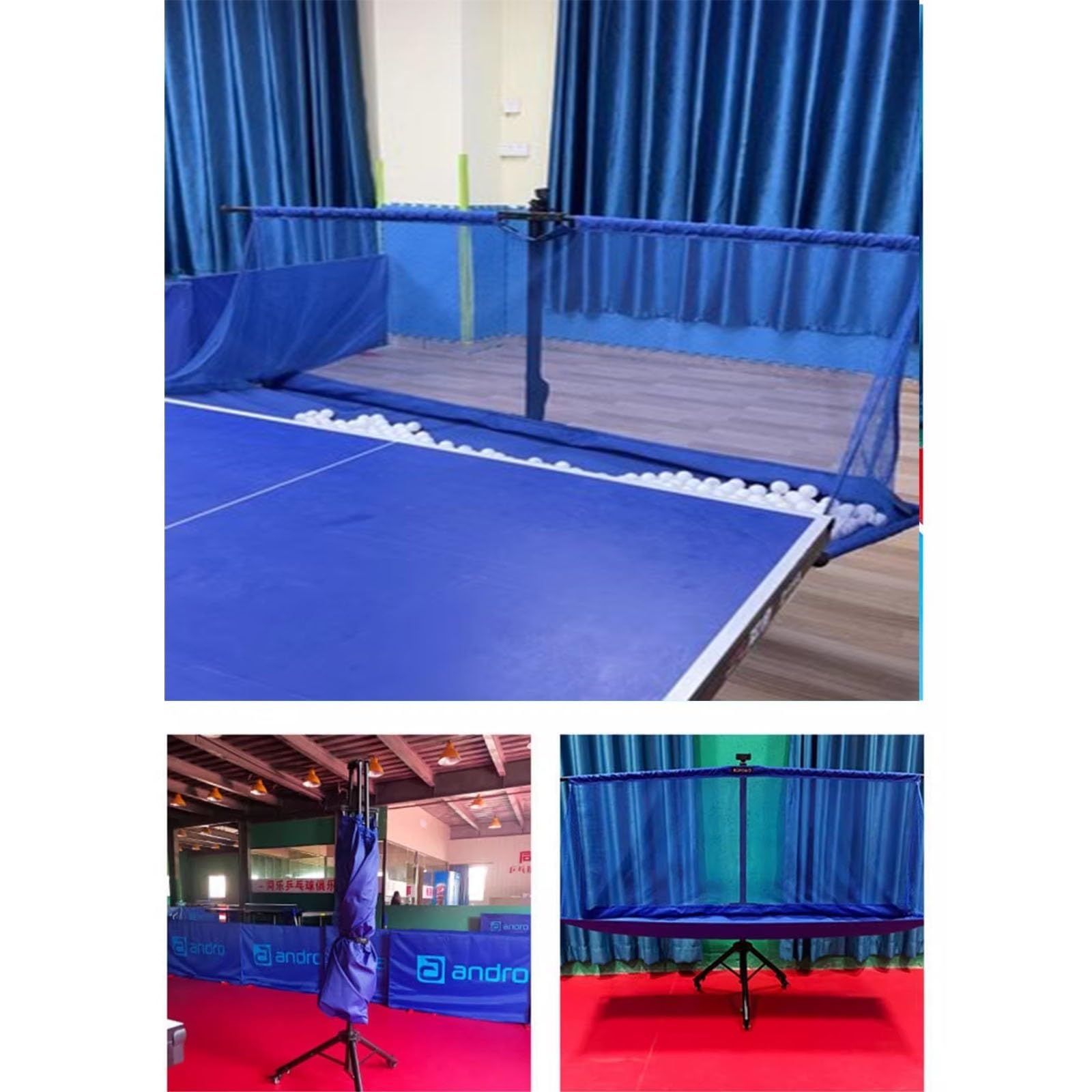 Red portátil de la captura de la bola del tenis de tabla, red grande de la práctica del ping pong con las ruedas, red de la colección para los robots del ping pong, los servicios y el entrenamiento de