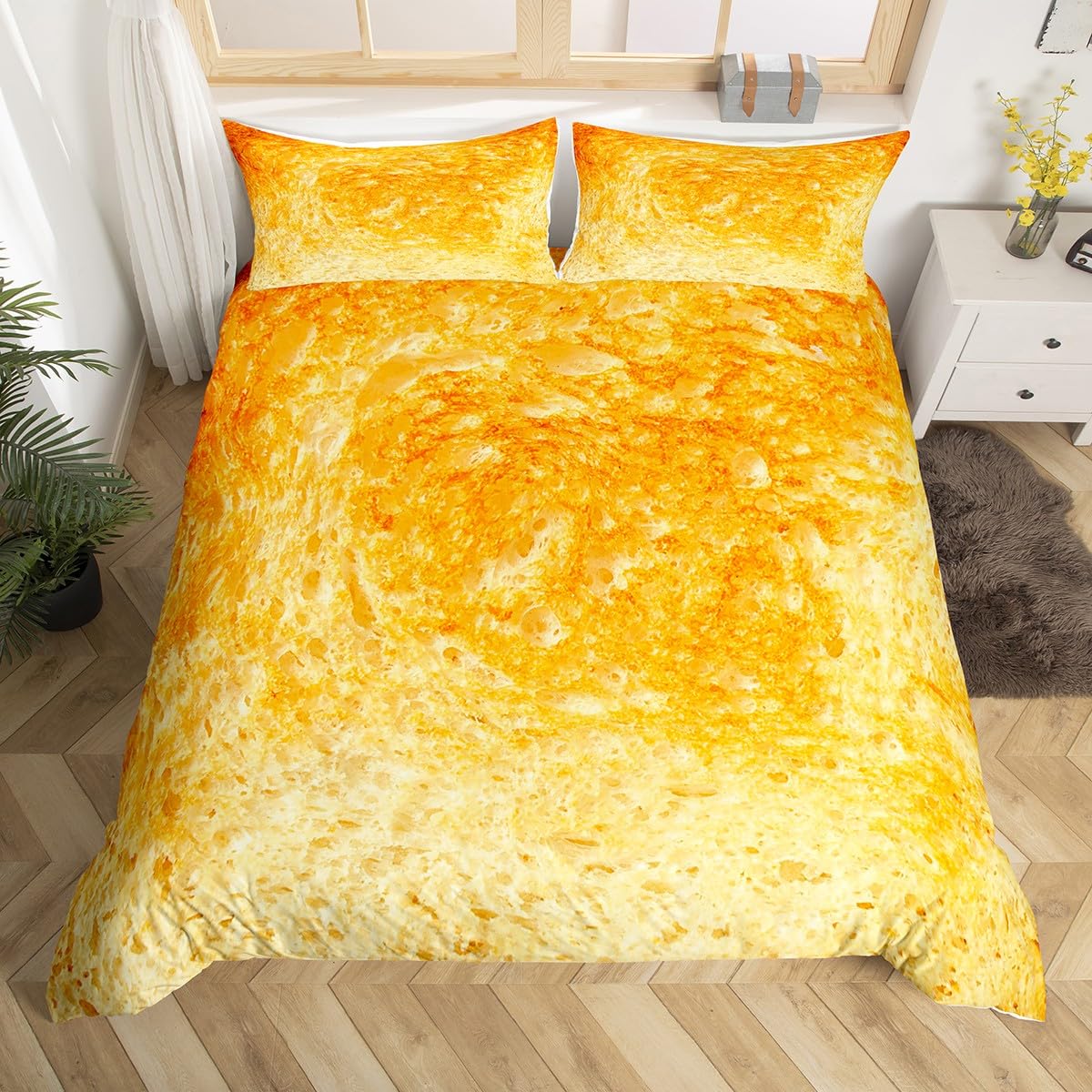 Homemissing Multicolored 13228 Toast Bedding Set Toast Bread Duvet Cover 3D Food Themed Comforter Cover For Kids Toddler Novelty Realistic Bedspread Cover Decor Bedclothes King