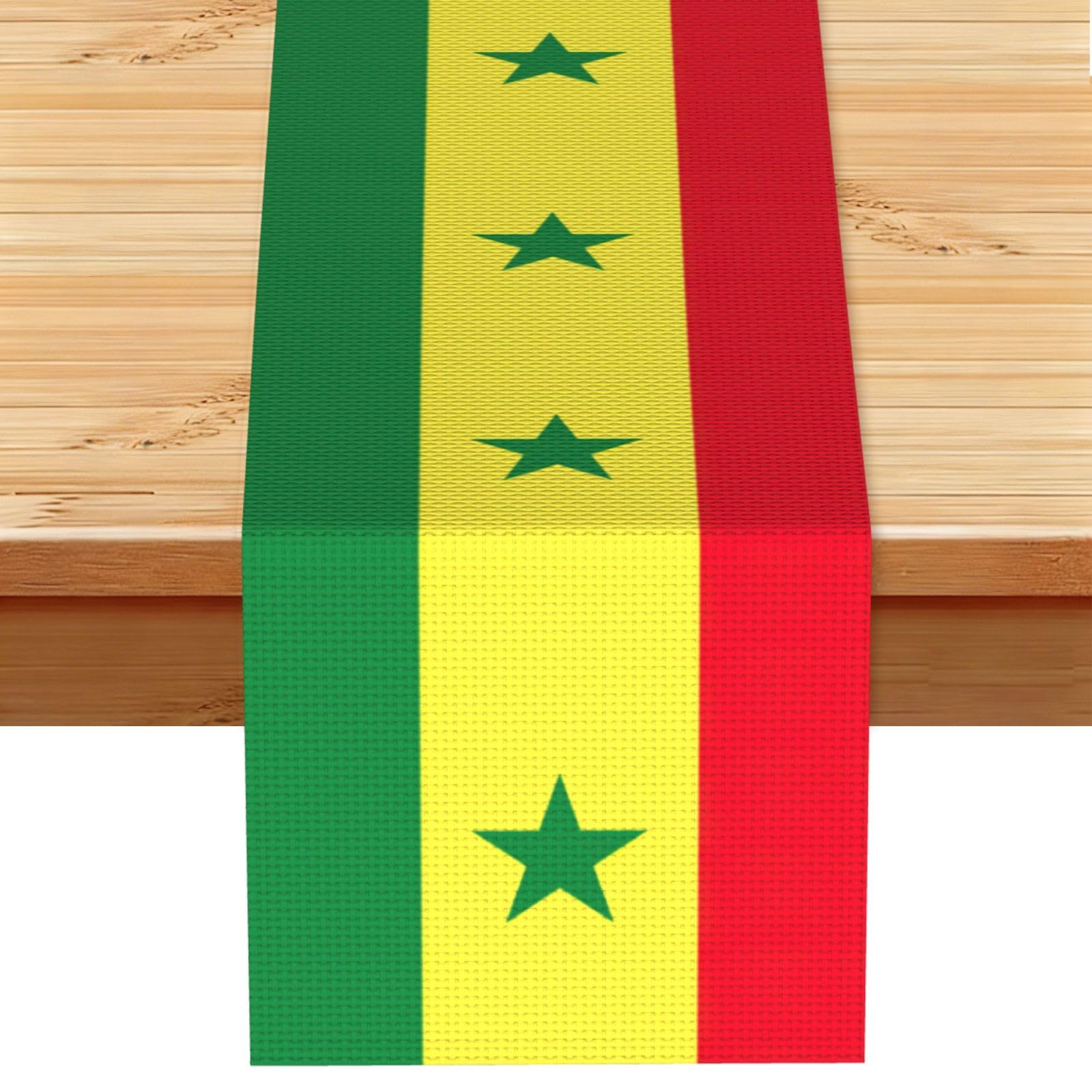 Flag of Senegal Printed Table Runner 13 x 72, Wrinkle Resistant Decor for Dining Table Coffee Table Fireplace