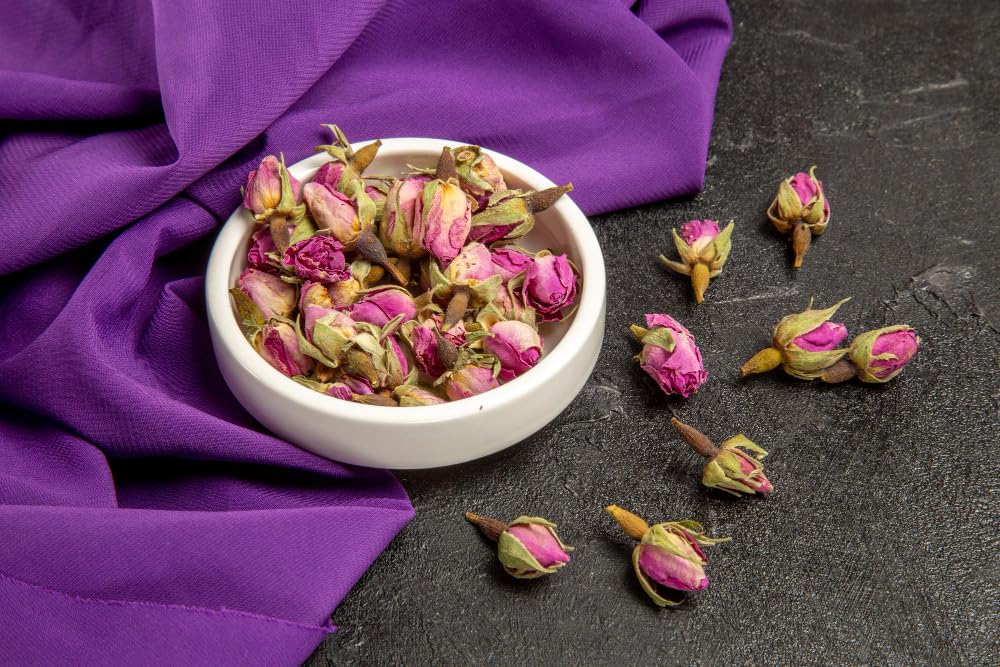 1kg Premium Speisepflanzen-Rosenknospen - Infusion aus getrockneten Atlas-Rosenblättern - Süßer und blumiger Geschmack und Aroma - 100% natürlich, rein und ohne Zusatzstoffe | TazarinLtd