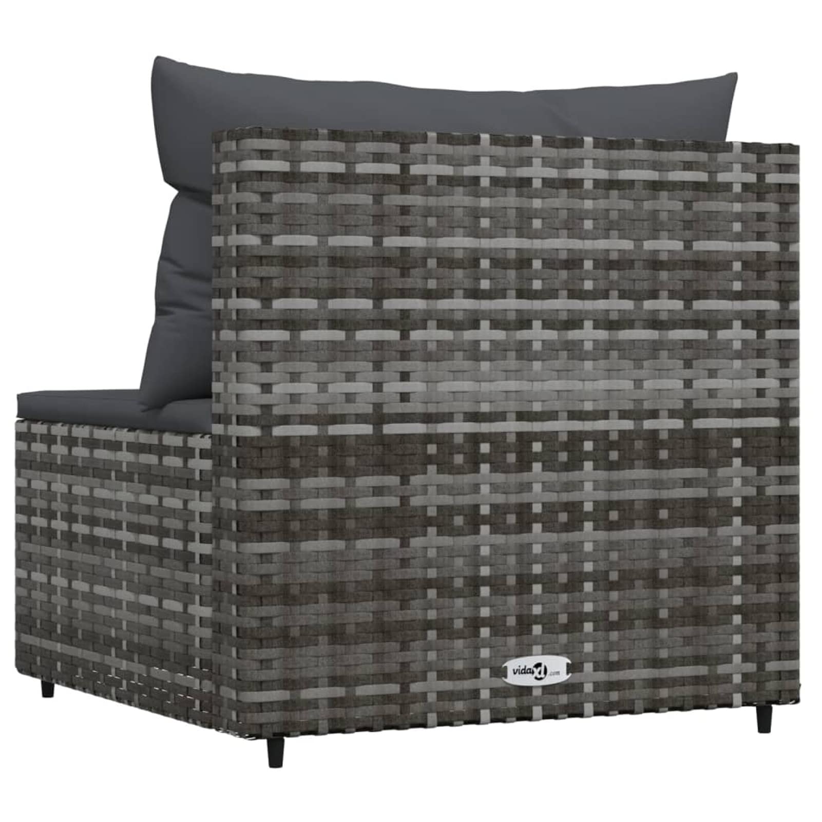 Homgoday Środkowa sofa ogrodowa z poduszkami z szarego polirattanu, rozkładana sofa, salon sofa nowoczesna sofa, meble do wnętrz/na zewnątrz