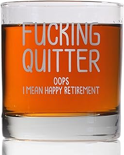 Promotion & Beyond Quitter Oops I Mean Happy Retirement Birthday Funny Gift For Friend Dad Uncle Grandpa From Daughter Son Wife - Father's Day Christmas Anniversary Party Favor Whiskey Glass
