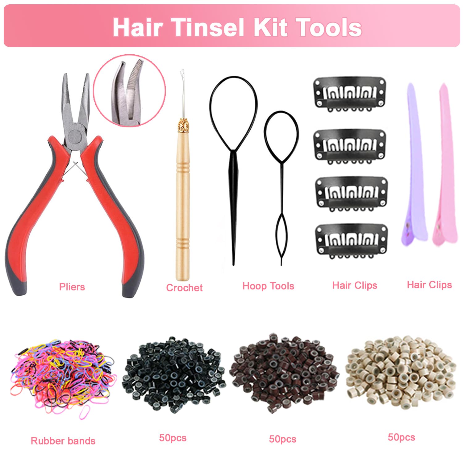 20 Colors Hair Tinsel, 48 Inch 8000 Strands Hair Tinsel Kit with Tools Fairy Hair Tinsel Heat Resistant Glitter Tinsel Hair Extensions Sparkling Colored Hair Accessories for Girls Women thumbnail