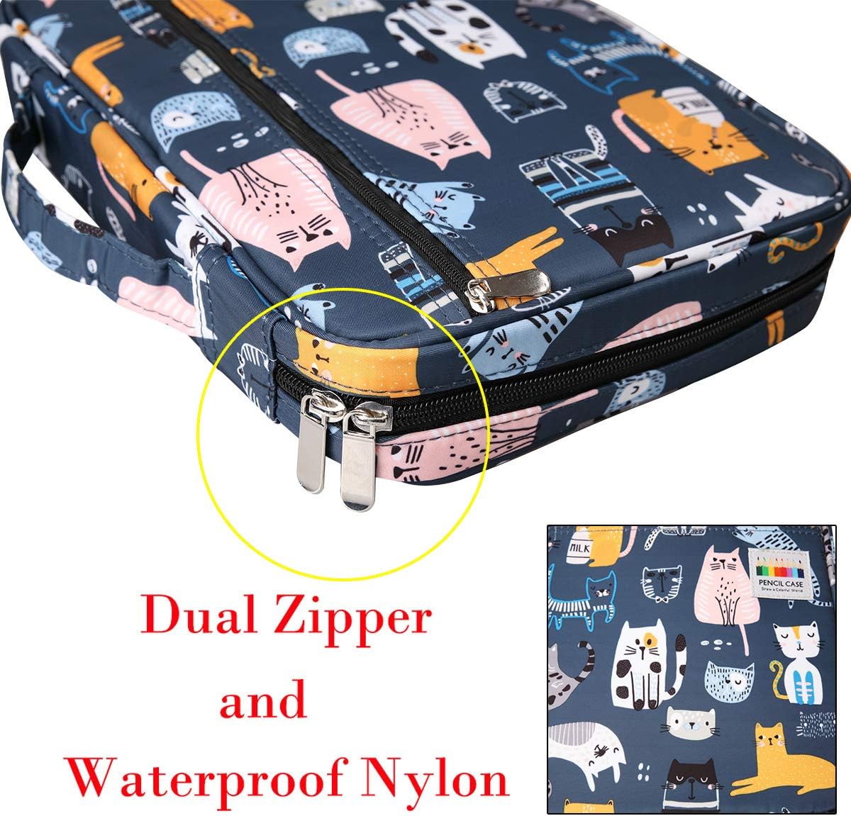 Coloring Pencil Case 220 Slots Pencils/Gel Pens Organizer Waterproof Travel Case Zipper Carrying Portable Pencil Markers Pen Holder Bag for Painter Writers