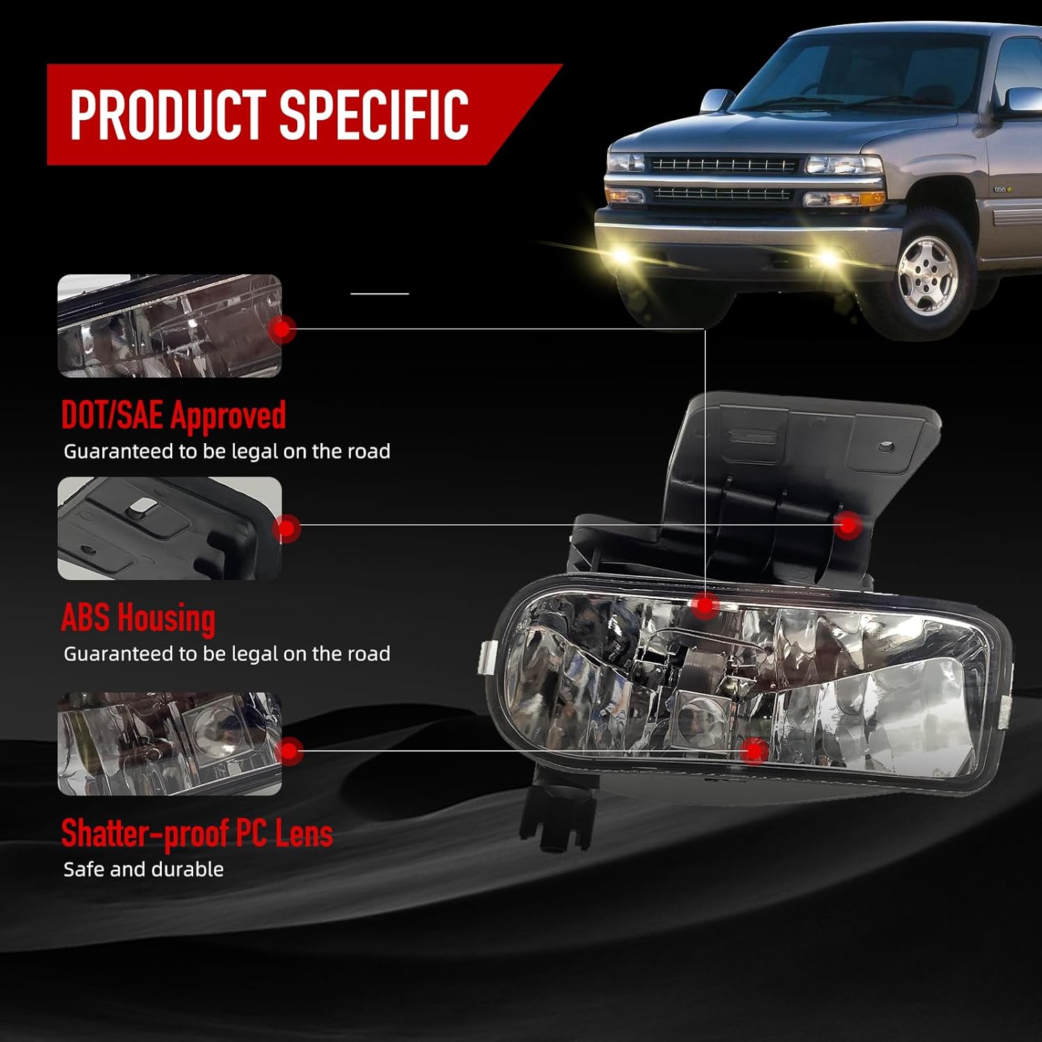 Fog Lights Compatible with 1999-2002 Chevy Silverado 1500 2500/2001 2002 Silverado 1500HD 2500HD 3500/2000-2006 Tahoe Suburban 1500 2500