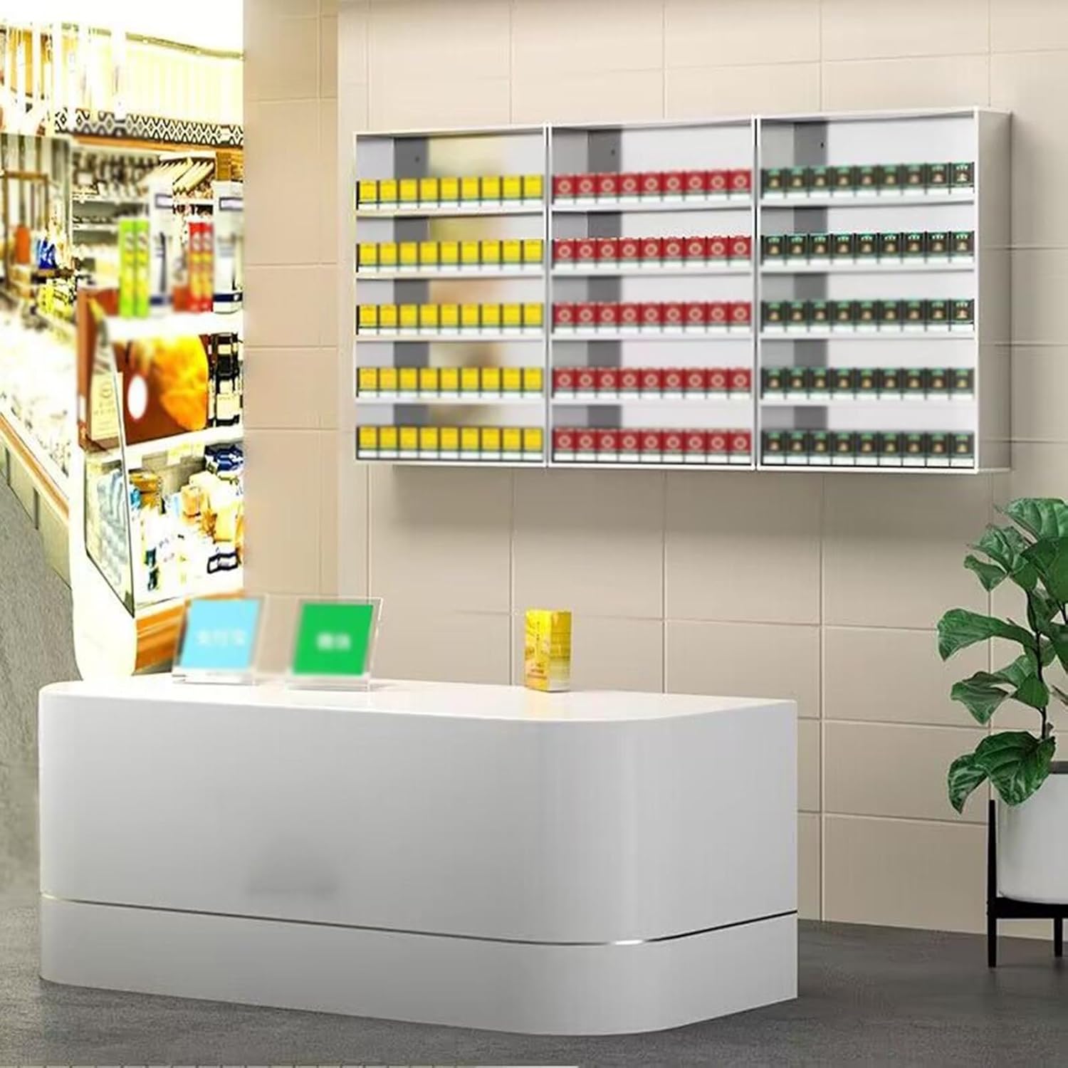 Wall Mounted Cigar Display Shelves for Convenience Stores - Auto Cigarette Pusher Organizer Showcase Holder Cabinet (56.5x26.5x75cm), Silver Finish