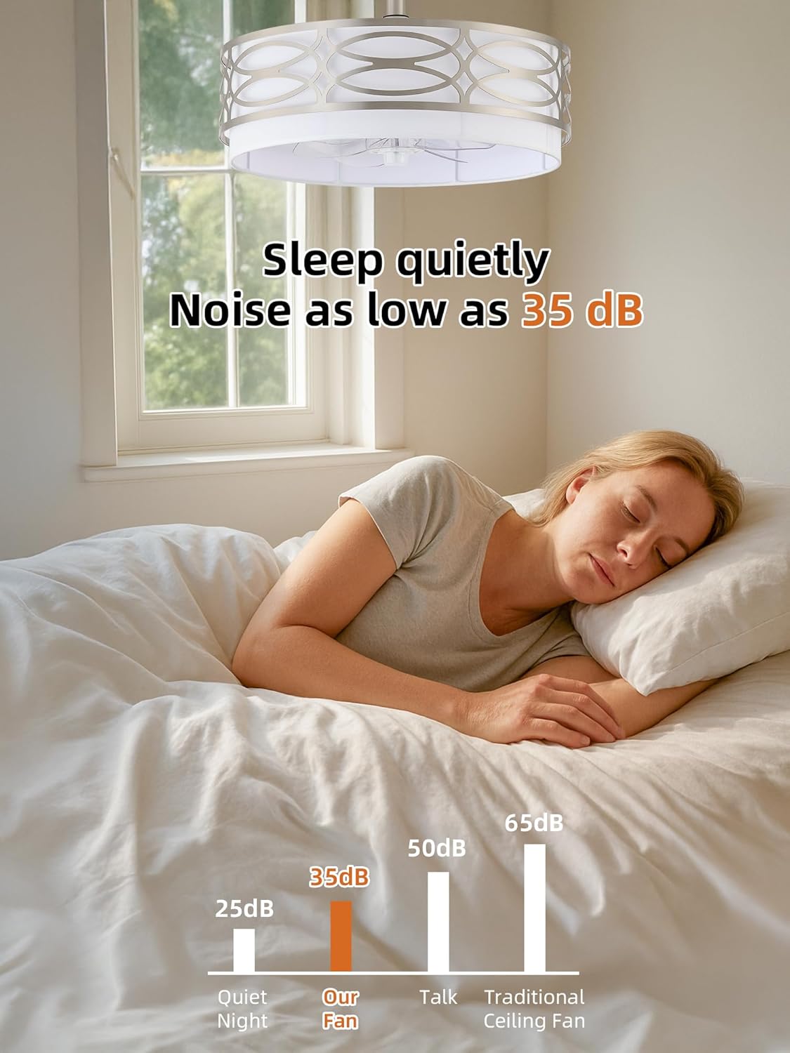 20" Silver Boho Ceiling Fan with Light, Caged Fandelier Ceiling Fans with Lights Remote Control with 6 Speeds for Bedroom, Living Room, Nursery