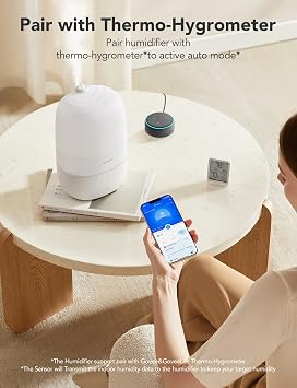 GoveeLife Wireless Mini Smart Button Sensor, Group Control Multiple Devices B5122, GoveeLife Smart Humidifiers for Bedroom, 3L Top Fill Cool Mist Humidifiers with RGB Night Light H7140