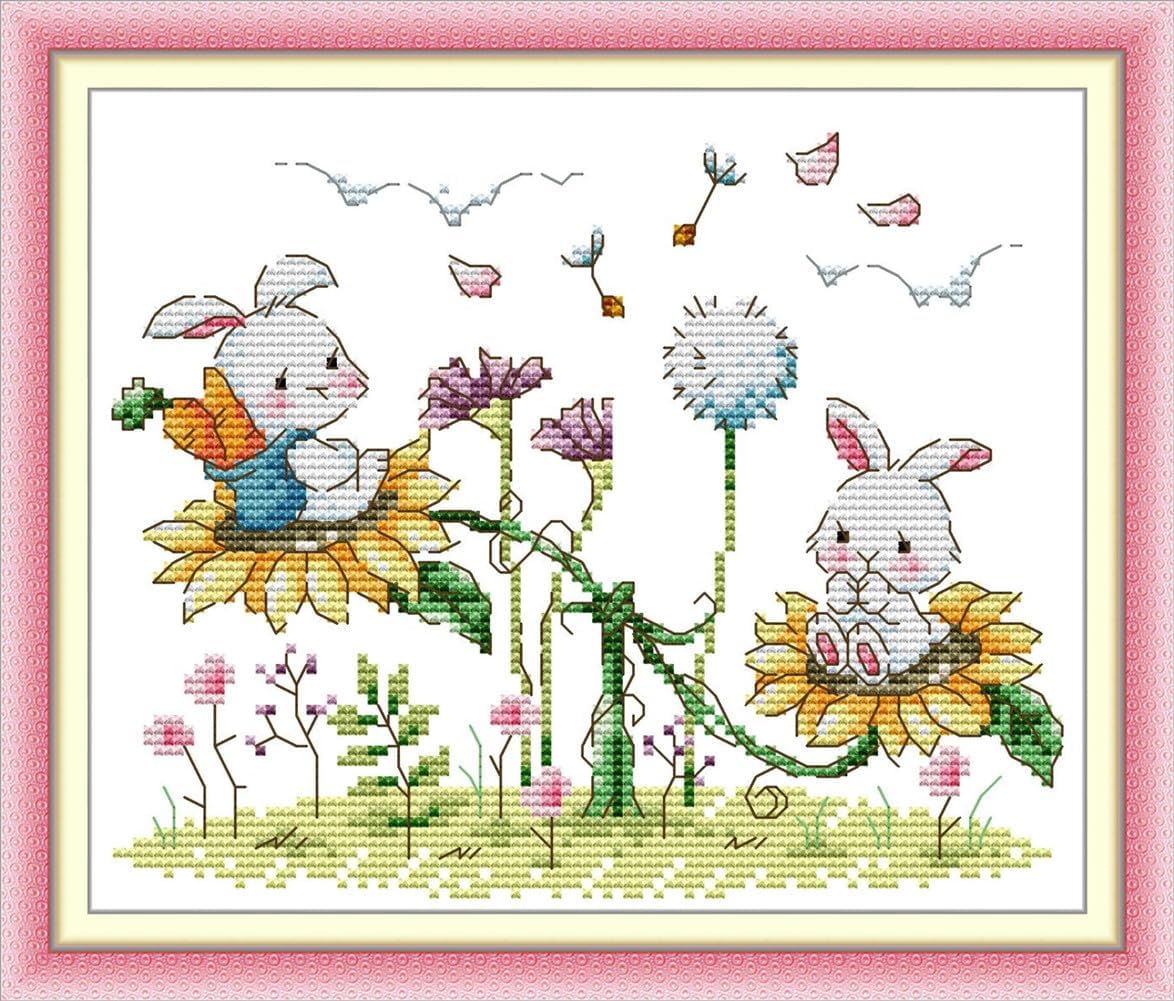 ABEUTY Cross Stitch Kits Forest Playground Ⅱ for Adults Pre Printed or NOT, DIY 14 Count Embroidery Sewing Starter Kit Stamped or Unstamped DMC Needlework Easy Beginners (Unstamped)