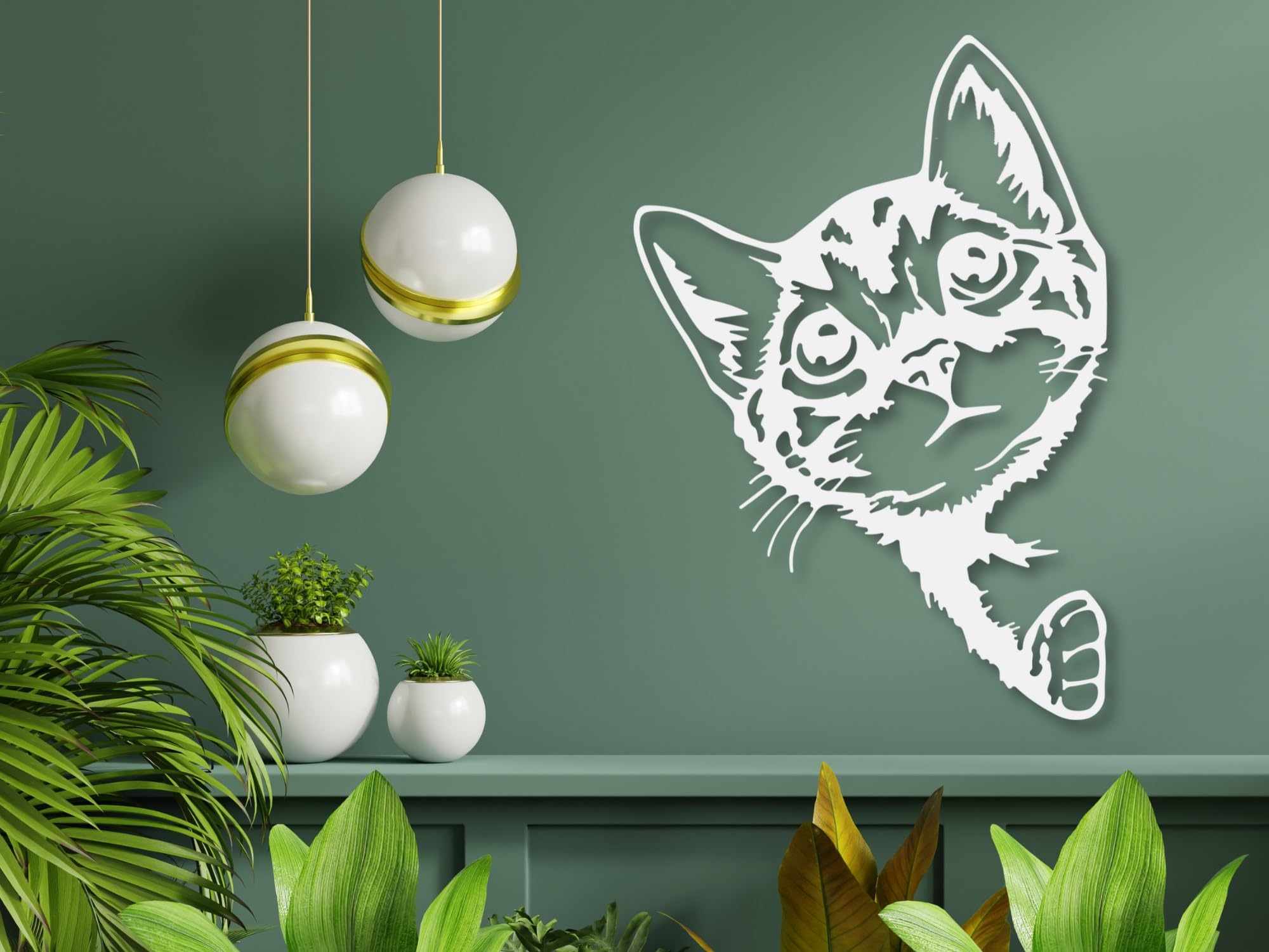 Décoration Murale Métal Chat Et Arbre PVYGDXYI - Silhouette Élégante Minimaliste, Art Mural Nature 29.38x30cm
