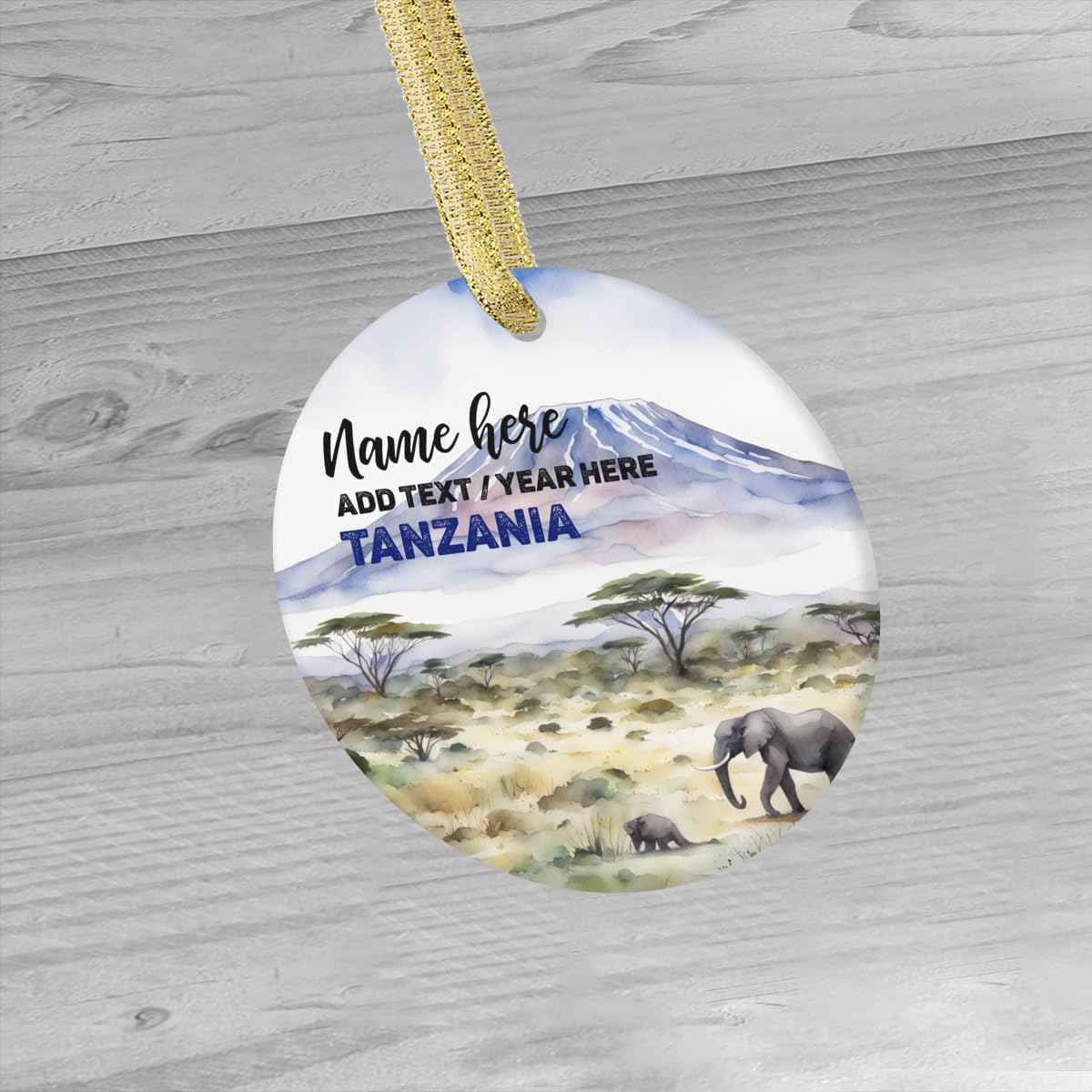 Custom Double Sided Ceramic Christmas Ornament Kilimanjaro National Park Tanzania Travel Memento Souvenir Keepsake Unique Gift Christmas Holiday Accessory Xmas Ornaments Personalized image 3