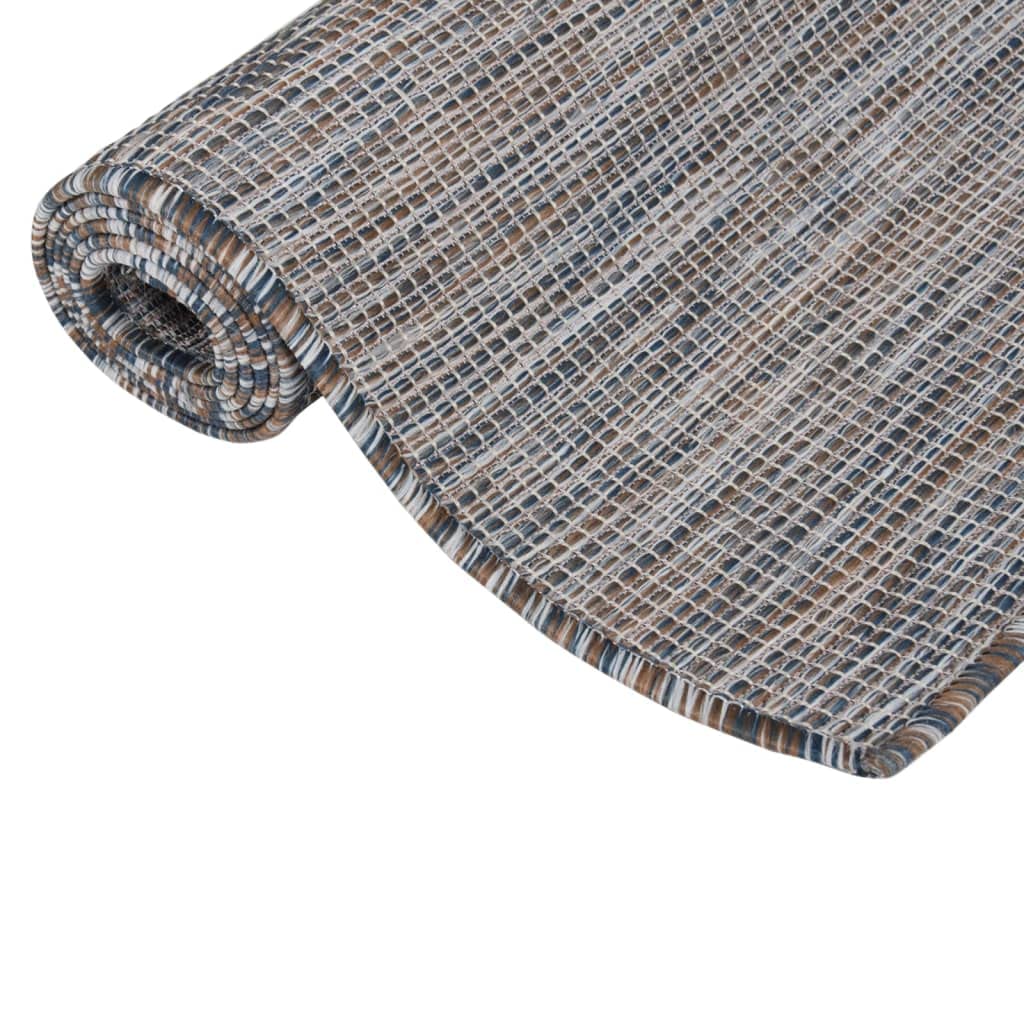 INLIFE Alfombra para exterior de tejido plano, 140 x 200 cm, color marrón y negro