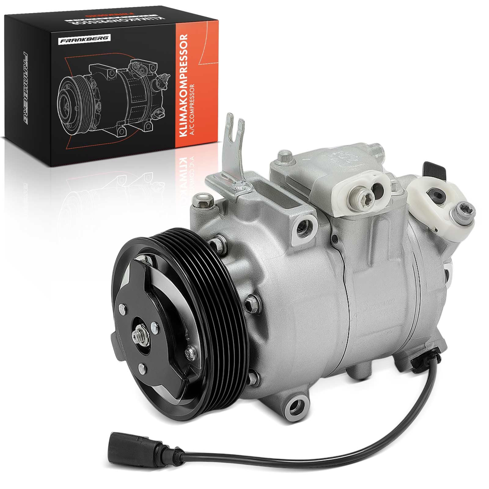 Frankberg Compresor de aire acondicionado con embrague Compatible con Golf IV 1J1 Polo 6C1 6R1 Polo 9N Fabia I 6Y2 Ibiza III 6L1 R.o.o.m.s.t.e.r 5J Replace# 6Q0820803Qincl. aceite premezclado