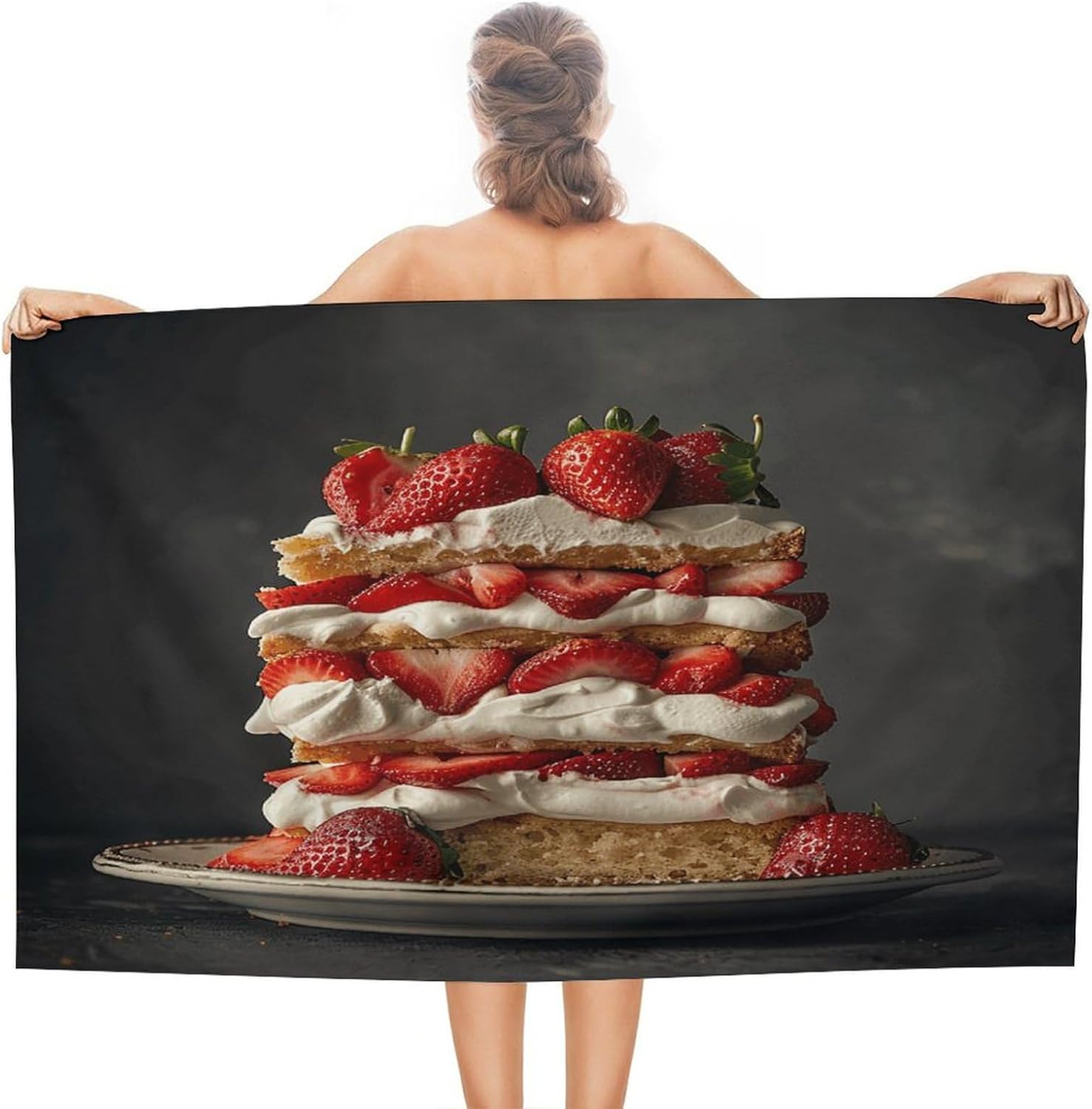 Swimming Towel, Strawberry Pie Photos Printed Fashion Towel,Portable Towel,Durable Towel