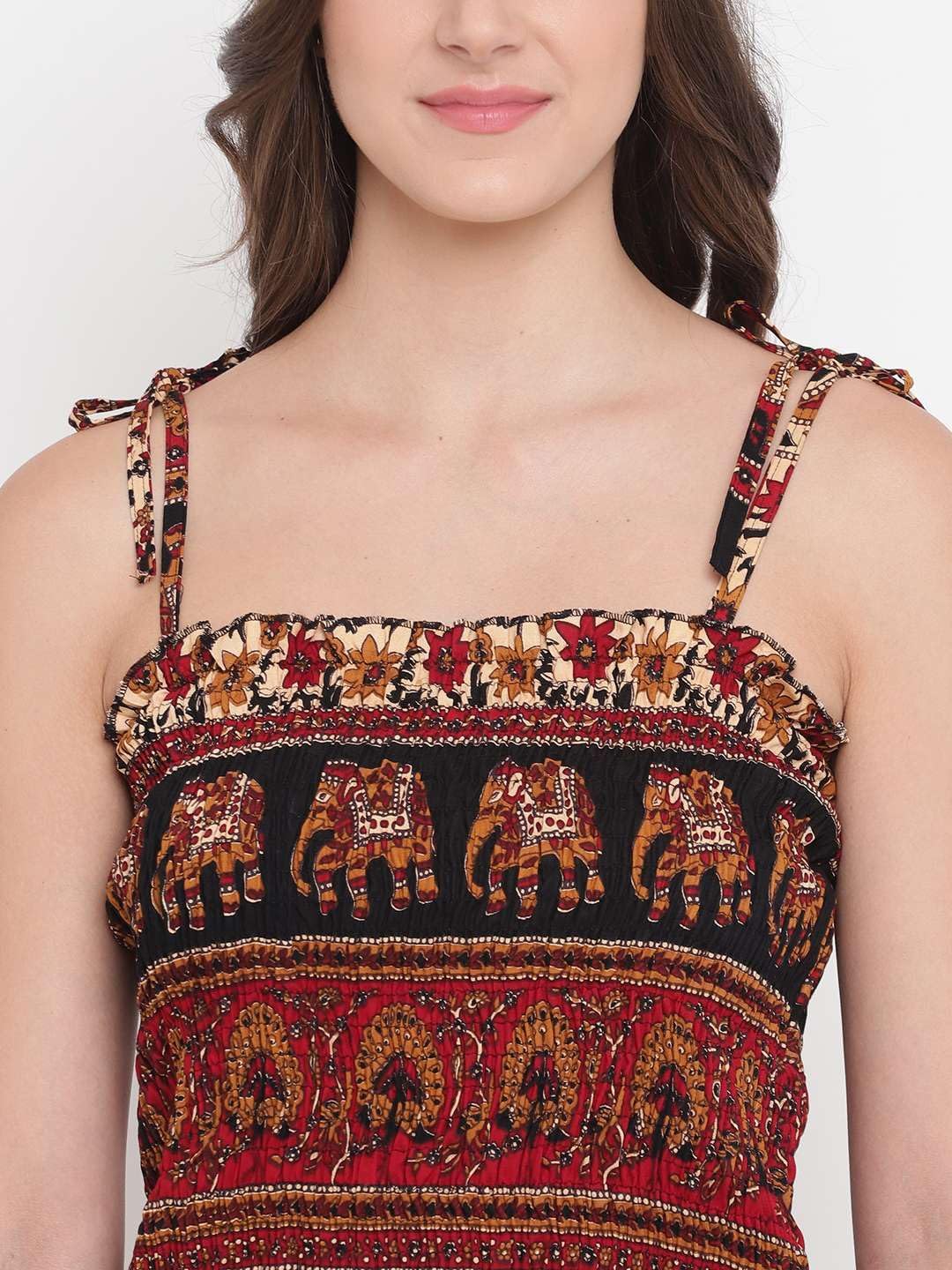 Bigdave Women's Rayon Printed Casual Summer Style Tie Shoulder Straps Free Size Tank Top (Multi9)