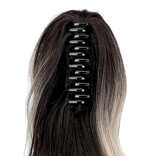 Miniatura 4 de FELENDY Extensión de cola de caballo de 18 pulgadas 20 pulgadas, rizado, ondulado, lacio, clip en una pieza de una pieza de mandíbula larga cola de