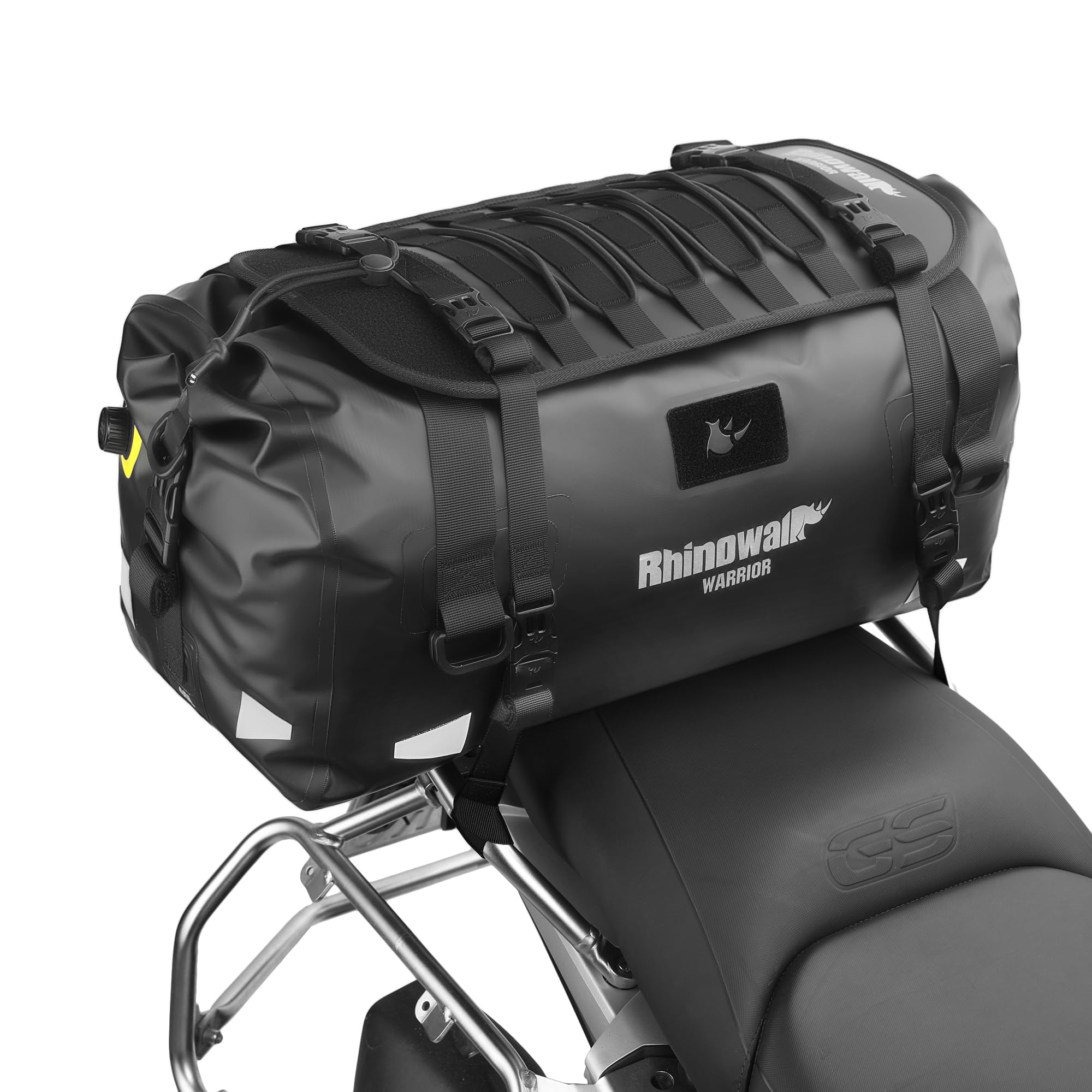 Bolsa trasera para moto Rhinowalk, equipaje de viaje impermeable para motocicleta con gran capacidad de almacenamiento para camping, navegación en bote, ciclismo, 40L - Negro