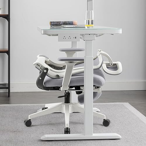 Miniatura 2 de Silla de oficina ergonómica plegable con reposapiés, silla de computadora de respaldo alto con reposacabezas 2D, respaldo de malla, asiento de