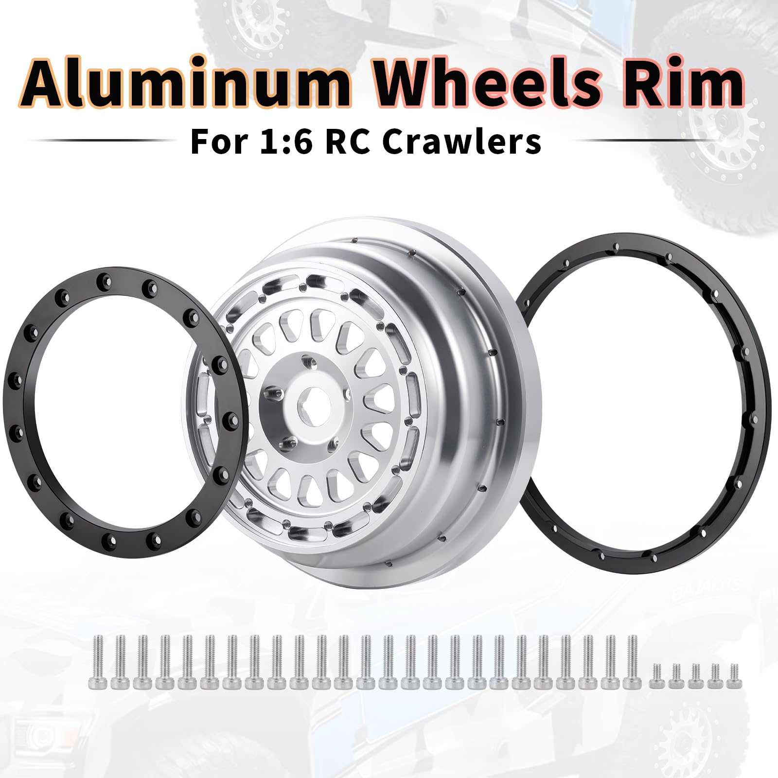 Runup Aluminiowe felgi Beadlock do Losi 1/6 Super Baja Rey 2.0 RC Car Upgrade części (2 szt.)